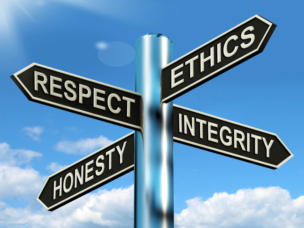Respect,Ethics,Honest,Integrity,Signpost,Or,Road,Sign,Shows,Desirable